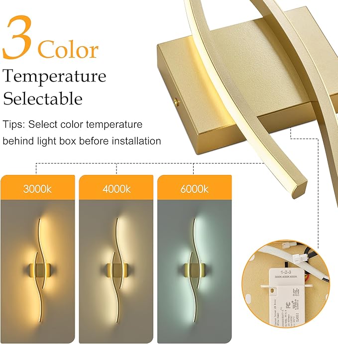 KARTOOSH 2 Pack Bathroom Vanity Lights Fixtures Over Mirror Hardwired Gold Light Fixture Wall Lights 3CCT Dimmable LED Bathroom Light Fixtures 31.5 Inch Modern Wall Sconce Picture Lights for Wall