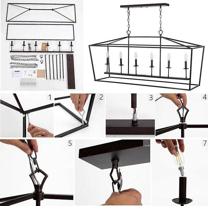 JONATHAN Y 49" Oil Rubbed Bronze/Brass Gold Lantern Pendant Light, 1-Light Pagoda Style Metal Cage Farmhouse Hanging Ceiling Fixture for Kitchen Island, LED Bulb Included (JYL7439D)