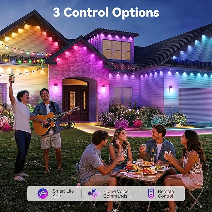 BEFAMALI 104FT Permanent Outdoor Lights, RGB Smart Outdoor Lights for House, IP67 Waterproof Outside Light, APP & Remote & Voice Control, 76 Scene Modes Music Sync for Backyard & Party Decor