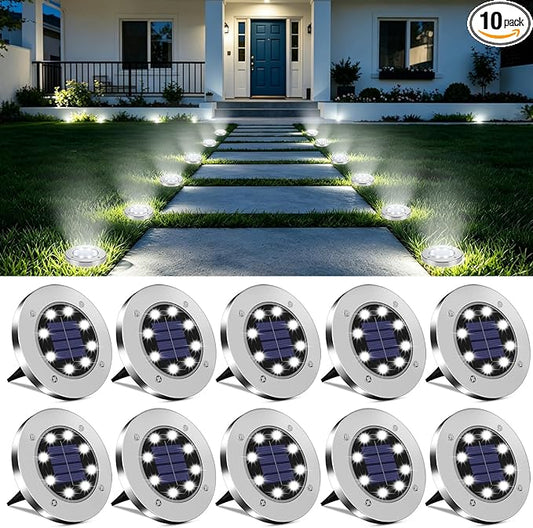 OULONGER 4.6inch Solar Lights Outdoor Waterproof,10Pack Solar Lights for Outside,Solar Garden Lights Landscape Lighting for Patio Pathway Lawn Yard Deck Driveway Walkway(White Light)