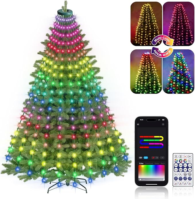 ROSE ME 200 LED Christmas Tree Lights, 6.6ft x 10 String Christmas Lights for Tree, Indoor & Outdoor, with App & Remote Control, Multicolor, DIY Modes, Music Sync, Waterproof, Easy Installation