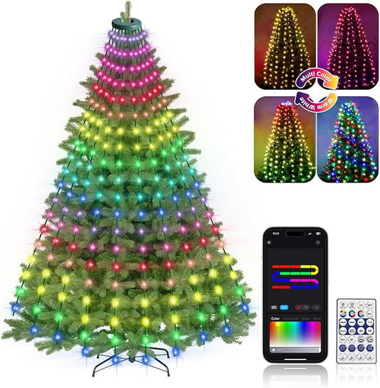 ROSE ME 200 LED Christmas Tree Lights, 6.6ft x 10 String Christmas Lights for Tree, Indoor & Outdoor, with App & Remote Control, Multicolor, DIY Modes, Music Sync, Waterproof, Easy Installation