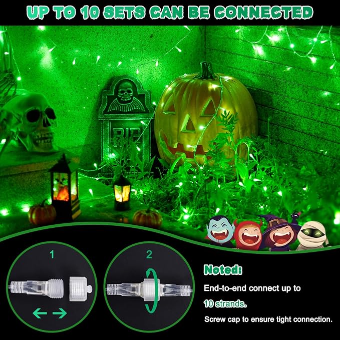 JMEXSUSS 33ft 100 LED Red Green Christmas Lights Indoor Outdoor, 2 Pack Color Changing Christmas Lights Plug in, Connectable Waterproof Christmas Tree Light for Xmas Bedroom Party Decorations