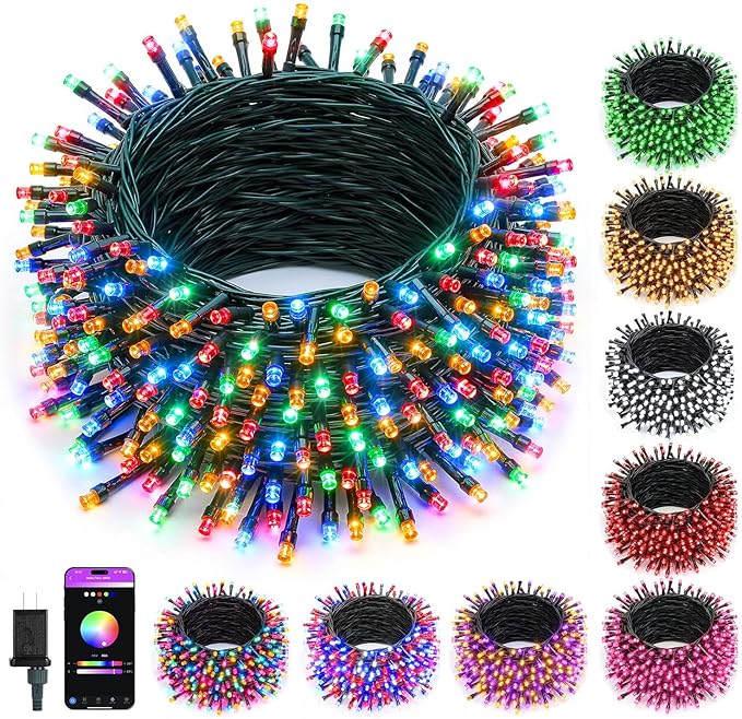Minetom LED Color Changing Smart RGB Christmas Tree Lights, 264ft 800LED String Lights, 16 Milion Adjustable Colors Fairy Lights with Remote & Timer & Memory Function for Xmas Tree Holiday Party
