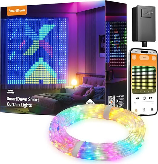 1040 LEDs Smart Curtain Lights with DIY GIF, 9.8x6.6ft Color Changing Christmas Wall Lights with APP, IP65 Waterproof String Fairy Lights for Indoor Outdoor Bedroom Window Garage