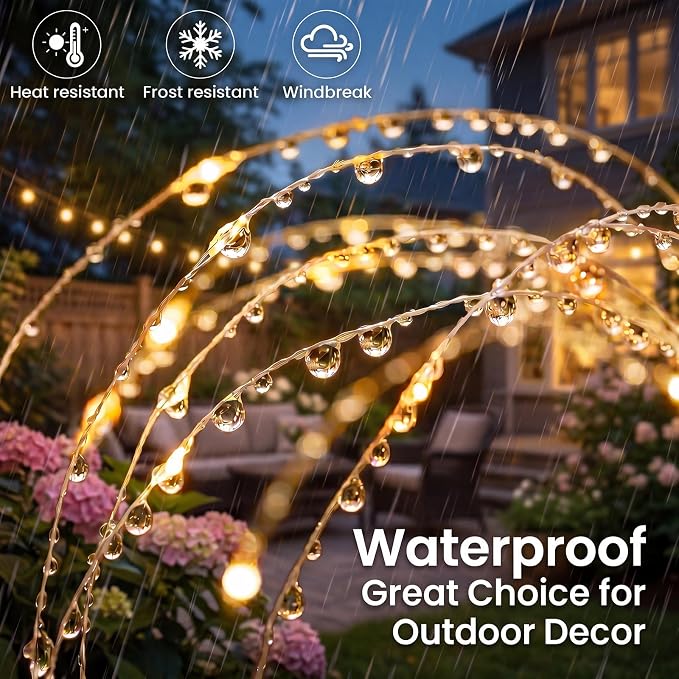 btfarm 10 Pack Solar Garden Lights Outdoor 8 Modes, 120 LED Firework Lights Solar Powered, Waterproof Twinkle Fairy Light Outside for Yard Pathway Lawn Pool Patio Christmas Decorative, Warm White