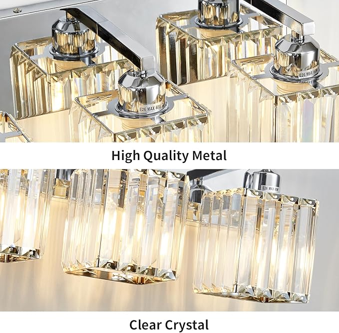 Bathroom Light Fixtures Crystal Modern Vanity Lighting Fixtures 4 Light Chrome Bathroom Vanity Light