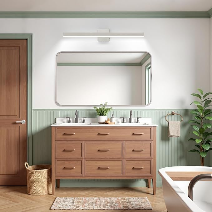 Nickel Bathroom Vanity Light 31.5 inch, 26W Dimmable 5CCT LED Bathroom Light Fixture Over Mirror Restroom-ETL Certificated