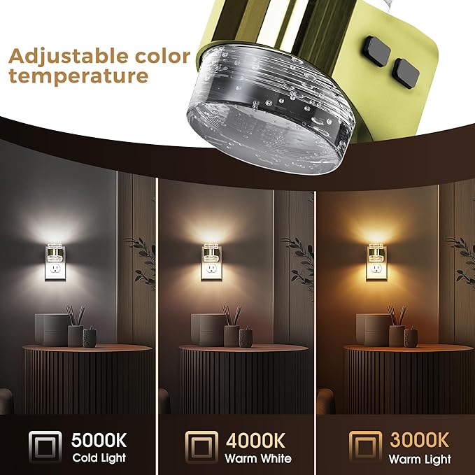 L LOHAS LED 3CCT Night Lights Plug into Wall, 3000K/4000k/5000K Adjustable Color Temperature Night Light,Bubble Nightlight with Dusk to Dawn Sensor for Rooms Bathroom Hallway