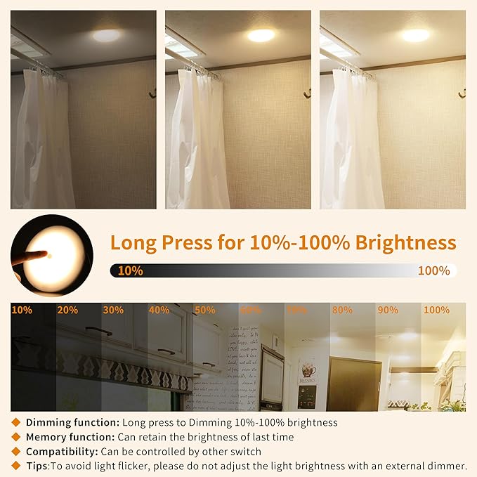 RVZONE RV Lights Interior, 5 Inch RV LED Ceiling Puck Light Dimmable 12 Volt LED Lights, 12V RV Puck Lights Led 4.5W Milky Frosted RV Ceiling Dome Light for Camper Van Trailer Boat