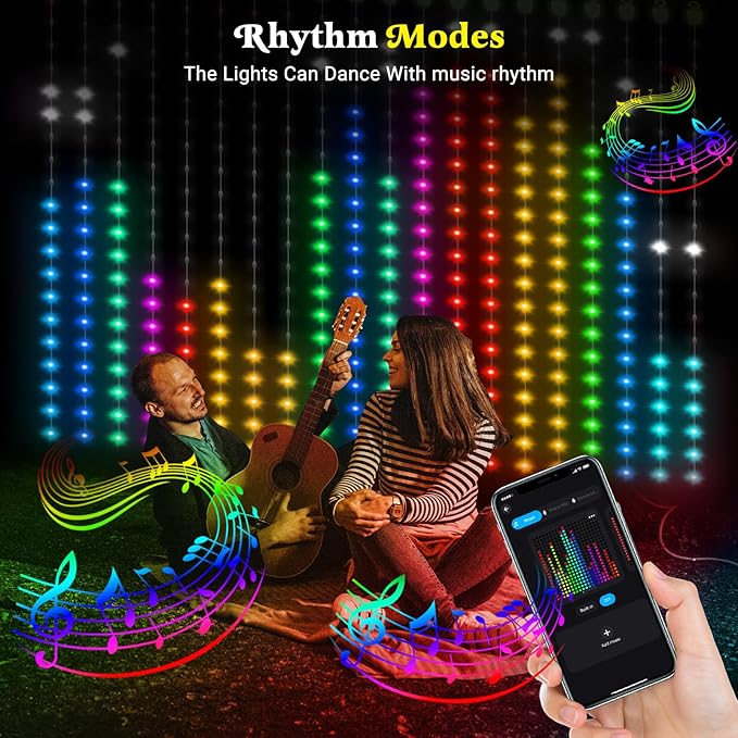CoziTech Smart Curtain Lights 400 LED, Color Changing LED Curtains Light 6.6 * 6.6 FT, DIY Fairy String Light Curtain for Bedroom Backdrop Party Indoor Outdoor Holiday Decor (APP +Remote Control)