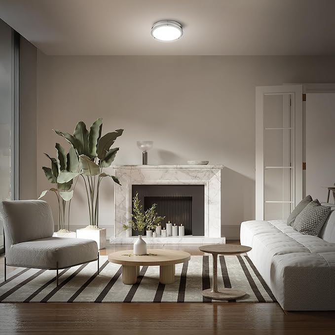 Feit Electric 14" Adjustable White LED Ceiling Light, Dimmable Flush Mount Fixture, Brushed Nickel Finish, 5 Color Temperatures, 1750 Lemens, 50,000-Hour Lifespan, FM14SAT/6WY/NK