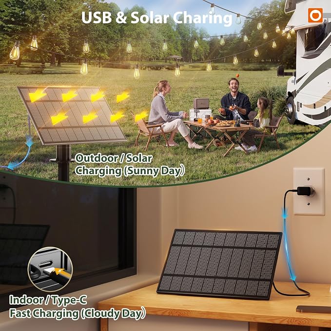 addlon 102FT(96FT+6) Solar String Lights Outdoor Waterproof with USB Port & Remote Control Solar Patio Lights for Outside Solar Powered with 34 LED Dimmable Bulbs for Porch Garden Deck Halloween