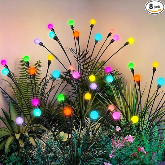 Solar Garden Lights Swaying, 80 LED Firefly Lights Outdoor Waterproof, Garden Decor Solar Lights Outdoor for Yard Porch Patio (8 Pack Multi-Colored)