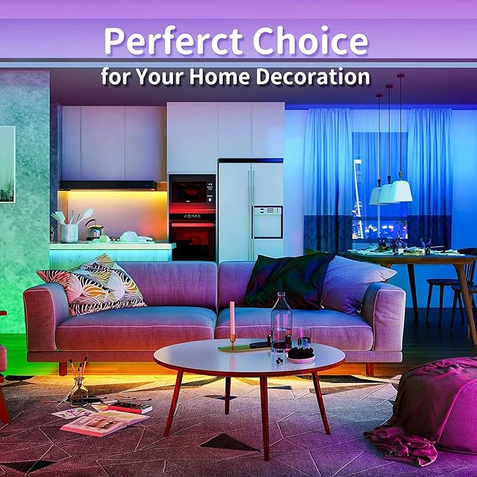 Tenmiro 130ft Led Lights for Bedroom, LED Strip Lights with Remote and App Control Music Sync Color Changing RGB LED Strip, LED Lights for Room Home Party Decoration (2 Rolls of 65ft)