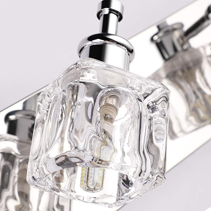 PRESDE Modern 6 Light Bathroom Vanity Lights for Bathroom Lighting fixtures Over Mirror LED Chrome Crystal Vanity Wall Light
