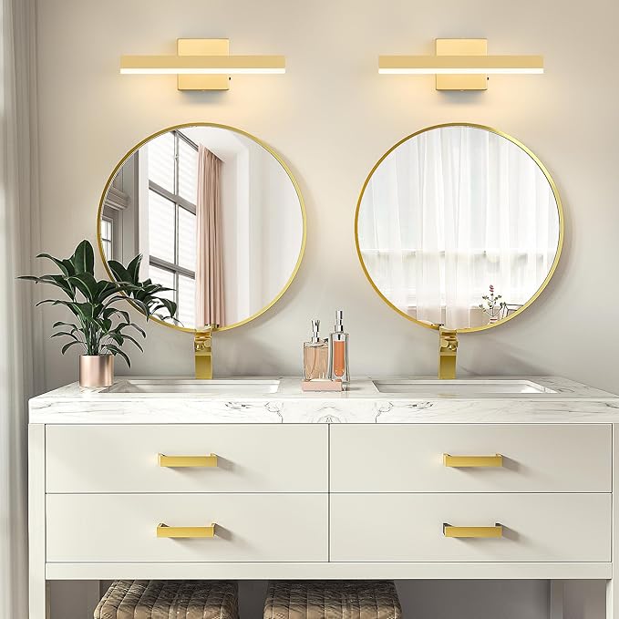 Gold Bathroom Vanity Light 15.75 inch, 14W Dimmable 5CCT LED Modern Bathroom Light Fixture Over Mirror - ETL Certificated