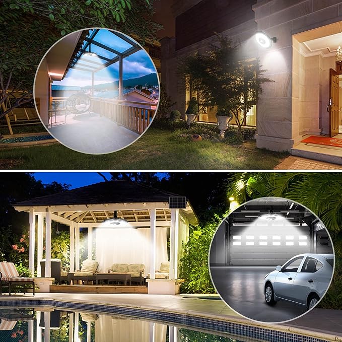 INDARUN Indoor Outdoor Solar Shed Lights, Solar Motion Lights Outdoor Waterproof, with 5 Modes & Remote Control, Up to 3000LM, Pendant Lights for Porch Gazebo, Garage, Barn Light for Chicken Coop