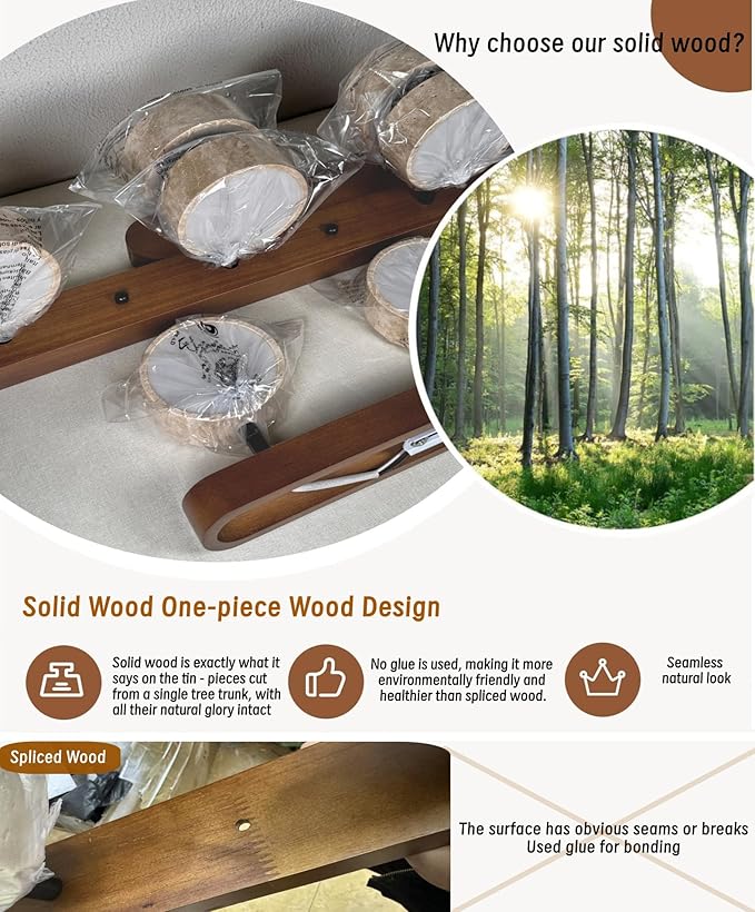 Dark Wood Farmhouse Bathroom Vanity Light Modern Stone Cylinder Wall Lamp 3 Lights Travertine Shade Linear Bathroom Wall Sconce Rotatable LED Wall Light Over Mirror - Walnut Color