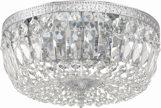 Crystorama 3 Light Spectra Crystal Polished Chrome Flush Mount