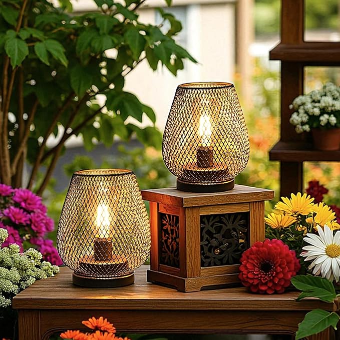 JHY DESIGN 6PCS Metal Cage LED Lantern Battery Powered Lamp Vintage Cordless Accent Light Great for Weddings Parties Patio Bedroom Living Room Yard Events for Indoors Outdoors