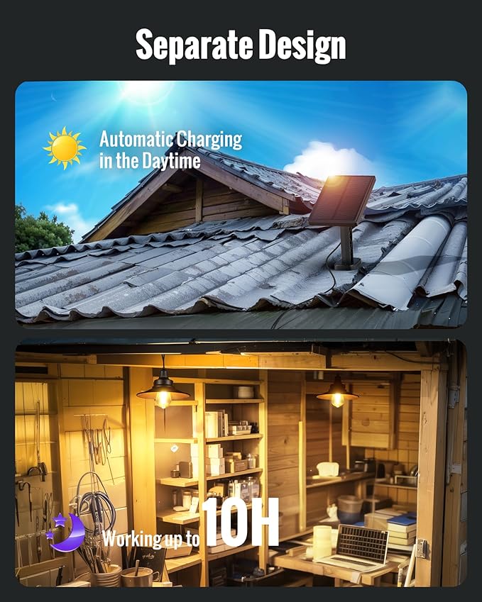 Solar Pendant Light Indoor Outdoor, Solar Shed Light IP65 Waterproof Metal Powered Chandelier, Gazebo Lights with Pull Cord for Garden, Chicken Coop, Gazebo, Barn, 2 Packs