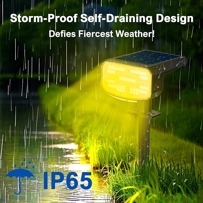 JEJOT Solar Lights Outdoor Waterproof IP65, Super Bright LED, 3000K 2 Lighting Modes, Solar Powered Yard Garden Solar Spot Lights for Outside Landscape Auto On/Off -8 Pack