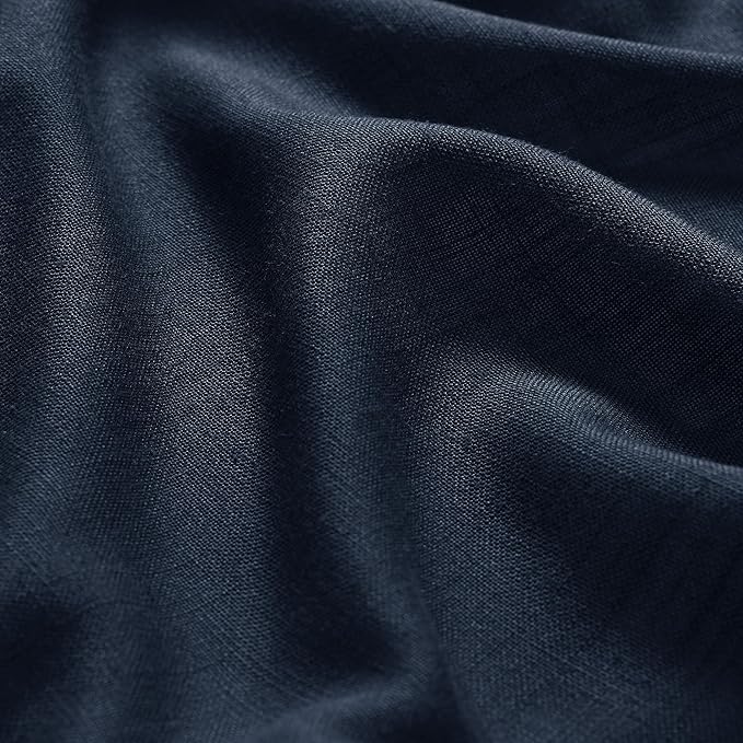 Navy Blue Linen Sheer Curtains 108 Inches Long Back Tab Rod Pocket 2 Panels Semi Sheer Extra Long Curtains Light Filtering Modern Boho Drapes for Living Room Luxury Floor Length Curtain 9Ft 40x108