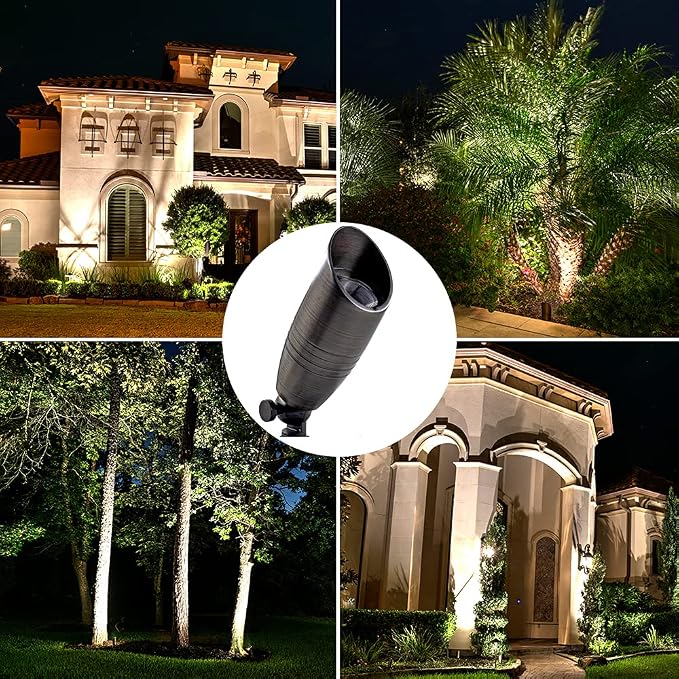 LED Spot Lights Outdoor Landscape Lighting 108 - Solid Brass Spotlight LED Yard Lights Security Landscape for Beautiful Bright Long Lasting Home Garden Patio Pool Area Deck Lighting (No Bulb) (1)