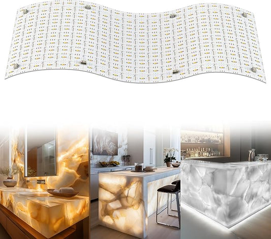 4 Pack LED Backlight Sheet 3000K-6500K Warm and Cold 24V 36W, Dimmable LED Panel Sheet Work with Alexa, Flexible Backlit Light Remote & APP Control, 19.7X9.7 Inch for Marble, Onyx, Quartz Countertop