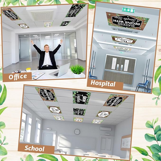 6 Pcs Fluorescent Light Covers with 60 Magnets Decorative for Classroom Ceiling Lights 4 x 2 Feet Magnetic Light Cover Filter Easy Install for Office Hospital Home Ceiling Supplies (Farmhouse)