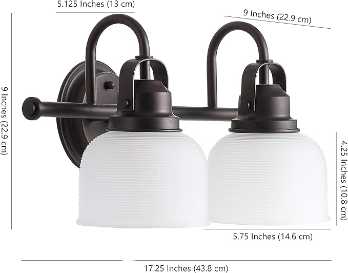 JONATHAN Y 5.75" Oil Rubbed Bronze Modern Bathroom Vanity Light, 2-Light LED Wall Sconce, Clear Glass Bell Shade for Mirror Hallway Kitchen, ETL Listed, LED Bulb Included (JYL7408C)