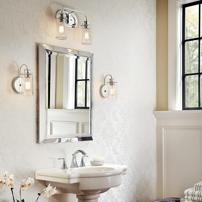 KICHLER Braelyn 14.75" 2 Light Vanity Light with Clear Seeded Glass Chrome
