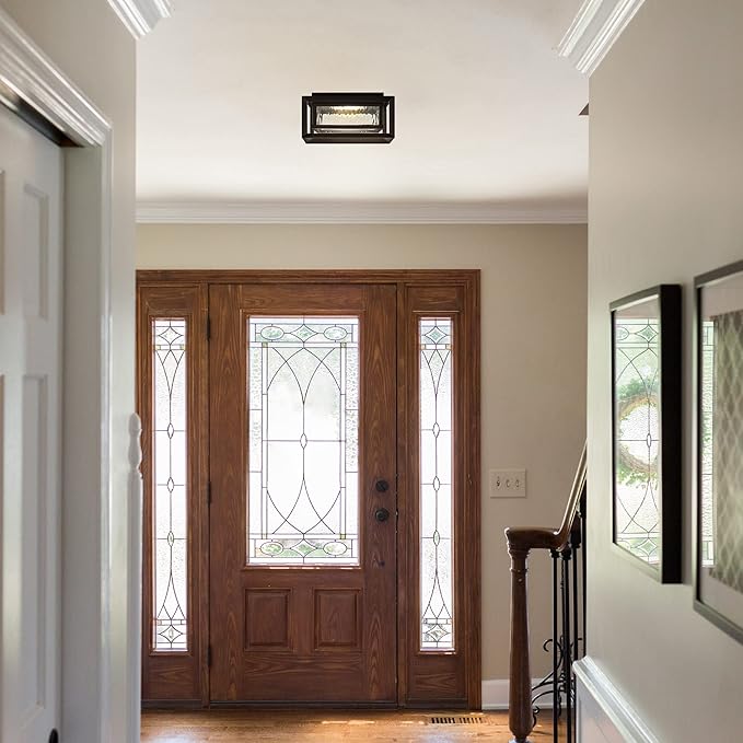 Design House Hartbrook Outdoor Integrated LED Ceiling Light with Clear Glass for Porch Entryway Patio, Matte Black, 589234-BLK