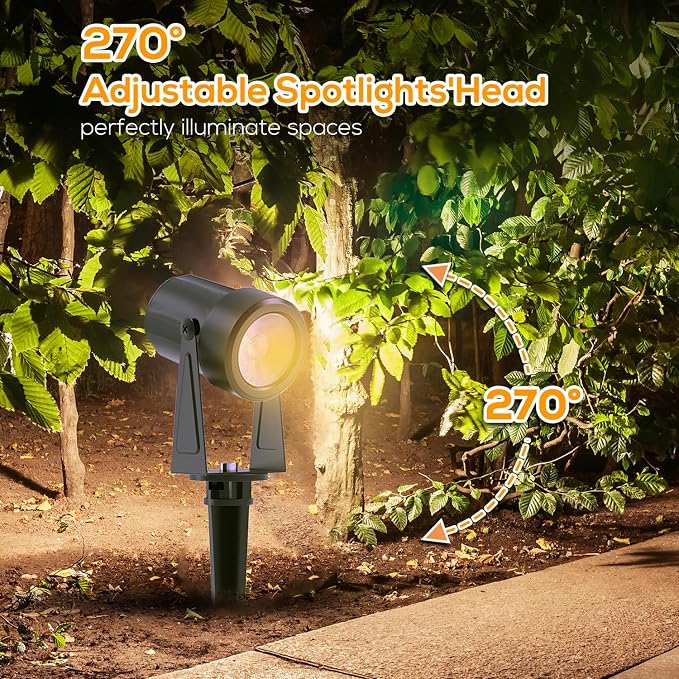 SUNTHIN Outdoor Landscape Lighting with Dusk to Dawn Sensor Controller & Remote, RGBW Color Changing Spot Uplights,10 Pack