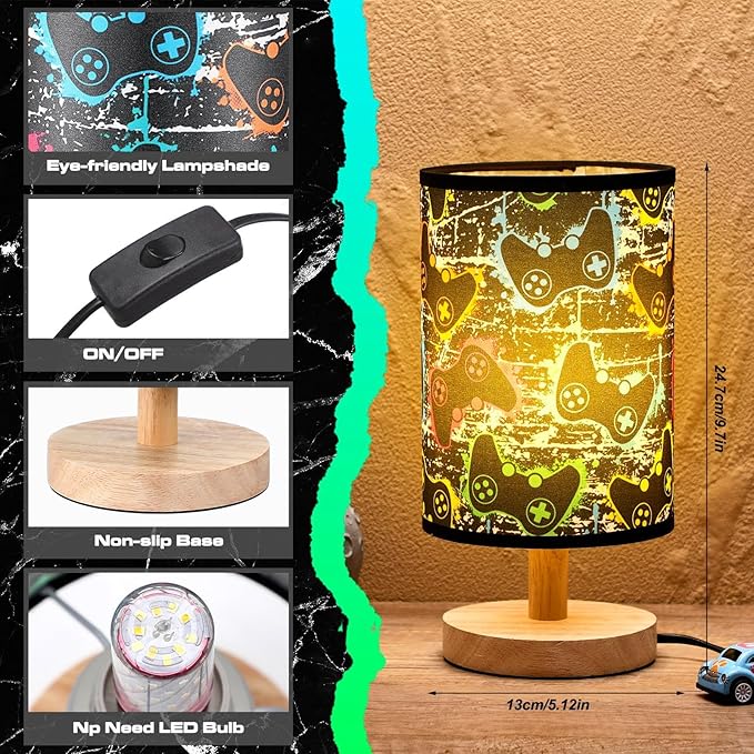 Glooglitter Video Game Table Lamp for Gifts 3 Colors Dimmable Lights 9.72 x 5.12 Inch Night Light Bedside DecLamps Oration for Bedroom Desk Birthday Gifts for Home Decor