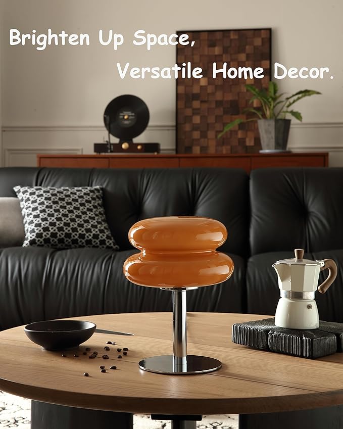 Glivpny Mushroom Lamp Table Lamp for Night Stands,Mid Century Modern Desk Lamps for Bedroom, Vintage Dimmable Bedside Small Lamps, Cute Cool Home Room Aesthetic Decor for Living Room (Copper)