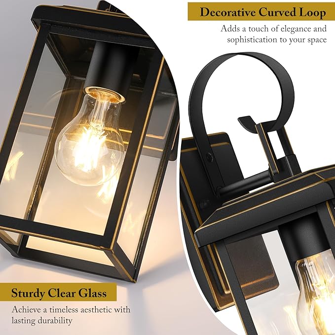 BesLowe 2-Pack Outdoor Wall Light Fixtures, Exterior Lighting Fixtures Wall Mount, Waterproof Porch Lights Outdoor Wall Sconces Lanterns, Modern Outside Lights for House Front Door Garage, Bronze
