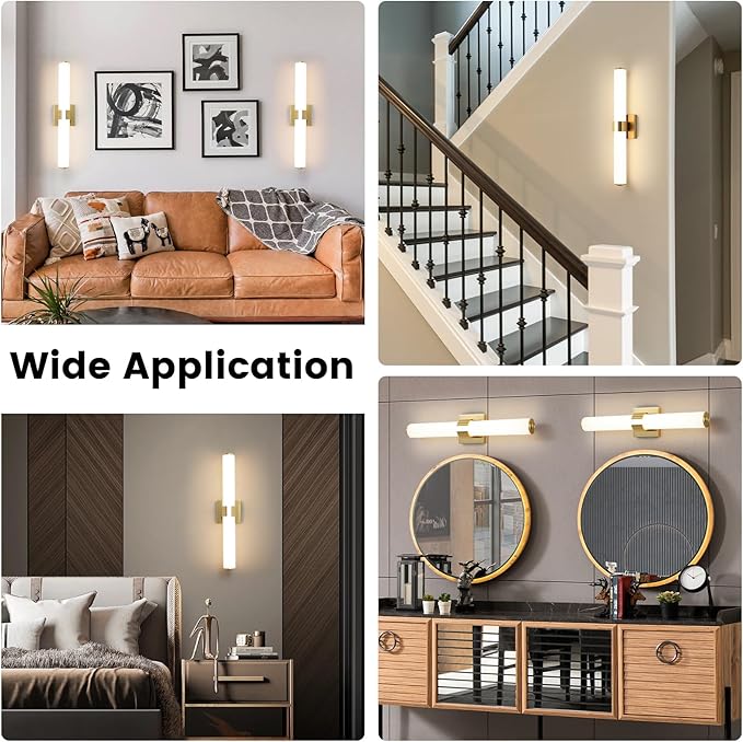 AIJIASI Bathroom Vanity Light Fixtures Over Mirror - 22.8 Inch Gold Bathroom Light Fixtures with Acrylic Shade 18W Dimmable 5CCT LED Vanity Light Modern Bathroom Sconces
