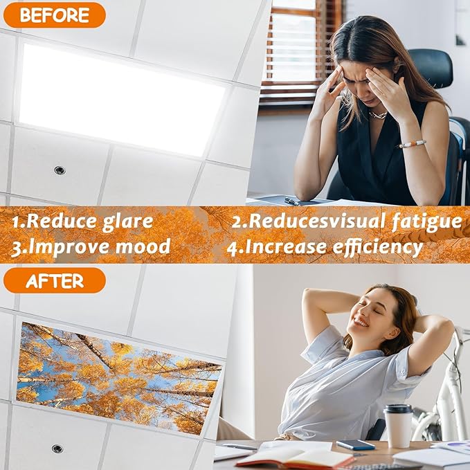 8 Pcs Fluorescent Light Covers with 80 Magnets Decorative for Classroom Ceiling Light 4 x 2 Feet Magnetic Light Covers Filter Easy Install for Office Hospitals & Home Drop Ceiling Supplies (Season)