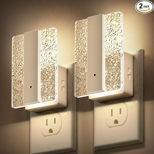 DORESshop LED Night Lights Plug Into Wall, [2 Pack] Mordern Night Light with Dusk-to-Dawn Sensor, Dimmable Nightlights, Adjustable Brightness Night-Lights for Bathroom, Hallway, Bedroom,Stairway