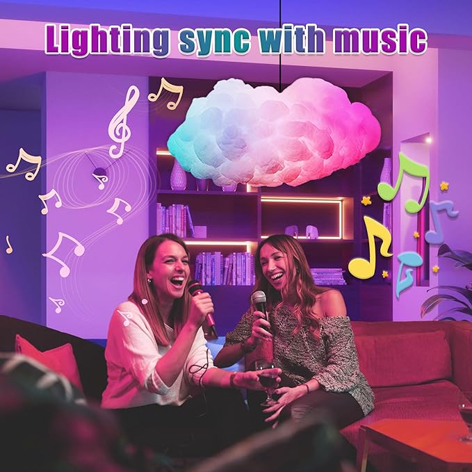 Cloud LED Lights for Bedroom - Aesthetic Mood Light with Music Sync App Control Wall Light, 3D Ceiling Lamp Color Changing Strip Lights for Kids Room Decorations