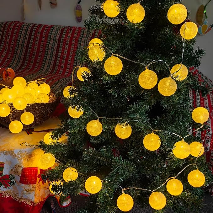 Gardeningwill 3M/10Ft 30 Warm White Ball LED Xmas Wedding Battery Operated String Fairy Light