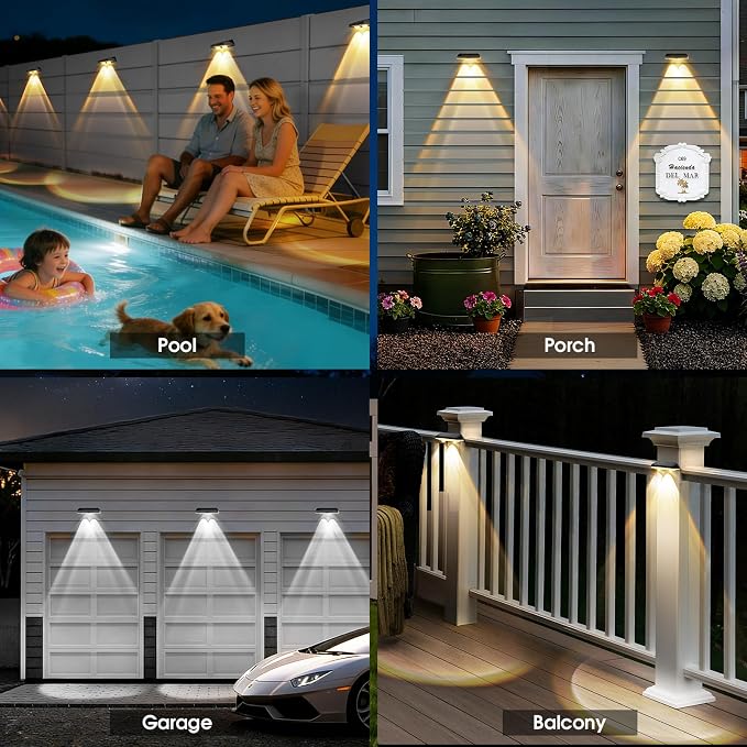 AUDLES Solar Fence Lights Outdoor Waterproof, Fence Lights Solar Powered with 3 CCT Modes, Solar Wall Light for Outside, Step, Patio, Garden, Deck, Stairs - 12 Pack