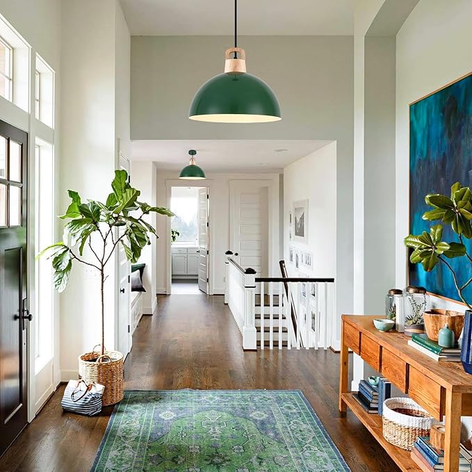 Farmhouse Pendant Light, 11.8 inches, 3 Packs Green Kitchen Pendant Lights, Modern Pendant Lights, Island Pendant Lights, Pendant Light for Library, Office, Kitchen Island, Bedroom