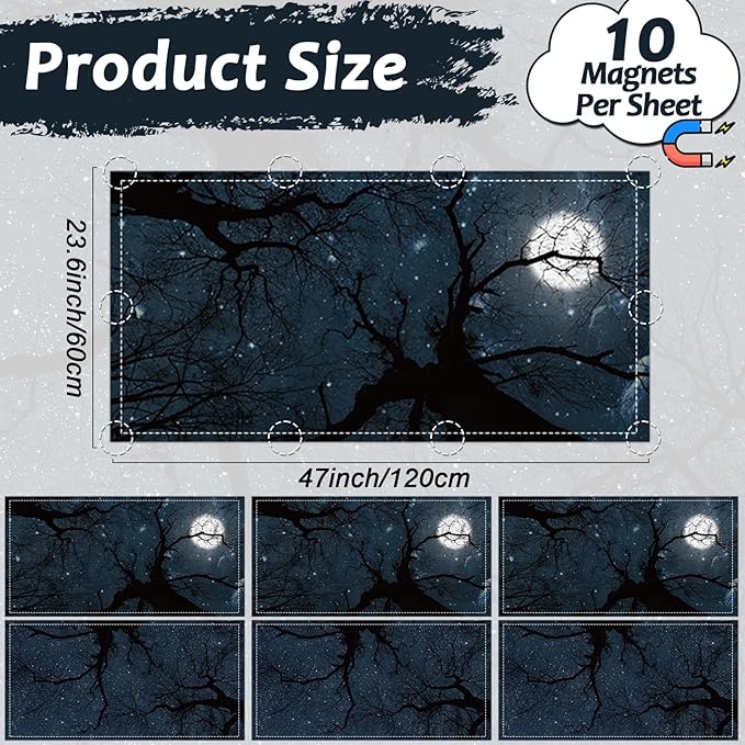 Wiooffen 6 Pcs Fluorescent Light Covers with 60 Magnets Decorative for Classroom Ceiling Light 4 x 2 Ft Magnetic Light Cover Filter Easy Install for Office Hospital Home Ceiling Supplies (Dark Forest)
