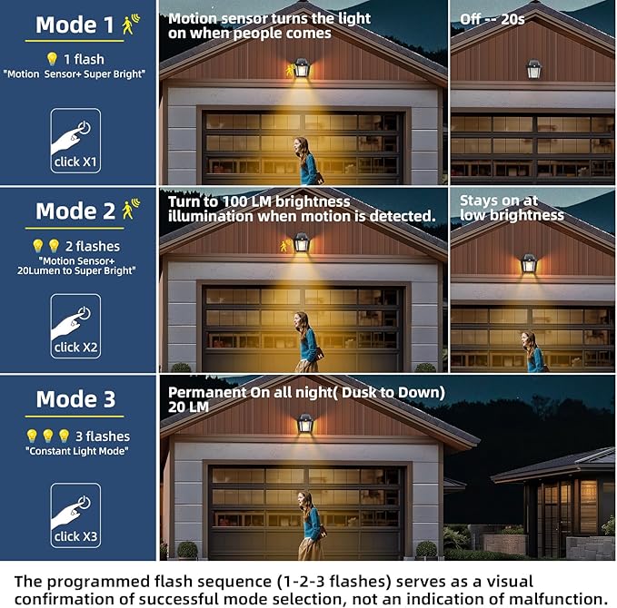 DERAYSION Solar Porch Lights Outdoor, 9 Inch Solar Wall Lanterns with Motion Sensor, 3 Mode Adjustable Brightness Waterproof Outdoor Solar Lights for Porch Door Patio Fence Garage -2 Pack