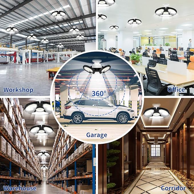 LED Garage Light 120W Deformable LED Ceiling Lights 18000 Lumens Led Shop Lights for Garage.