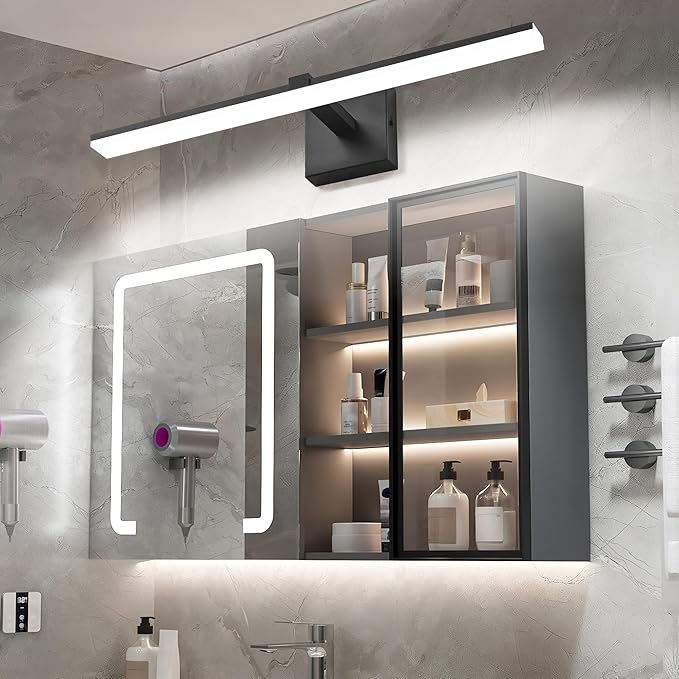 ZUZITO Black Bathroom Vanity Lights- 24inch Modern LED Bathroom Light Fixtures Dimmable Vanity Light Acrylic Bath Room Lighting Fixture Over Mirror
