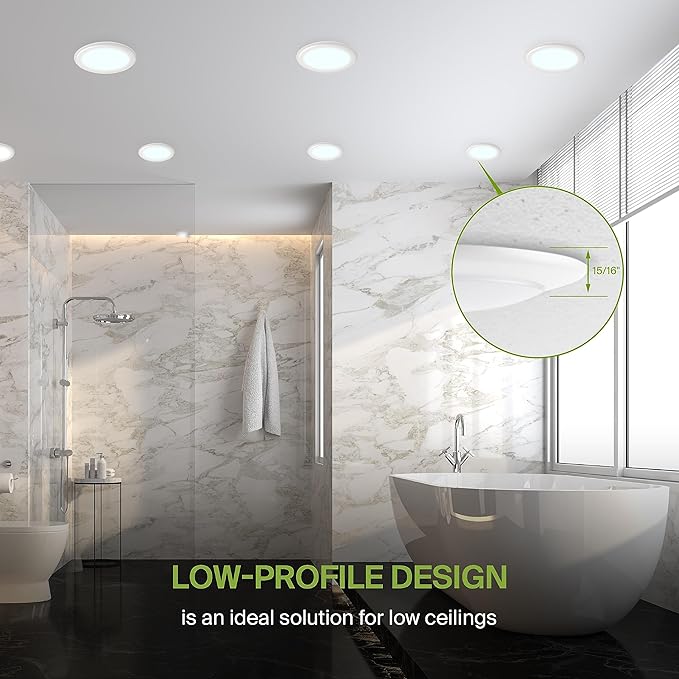 ASD 12 Pack LED Disk Lights 6 Inch, 15W 5000K Daylight 1300LM CRI90+, Dimmable Flush Mount Ceiling Light Fixture, Low Profile Surface Mount Disc, Junction Box or Recessed Can Install, ETL